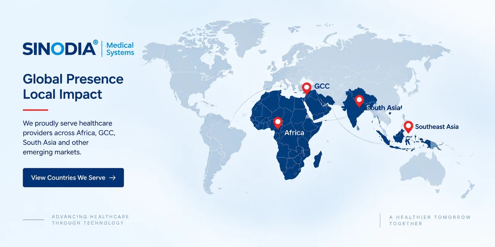 Sinodia Medical global presence across Africa, GCC, South Asia and Southeast Asia